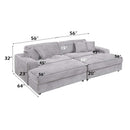 Hilde 112" Sectional Sofa w/4 Pillows, Light Gray Corduroy Acme