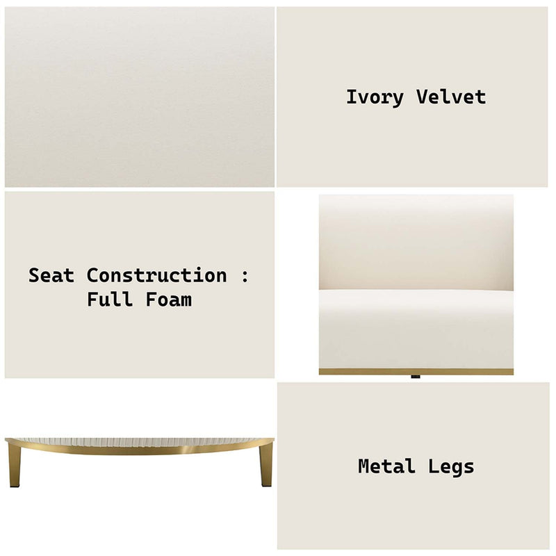 Martina 89" Sofa w/2 Pillows, Ivory Velvet Acme