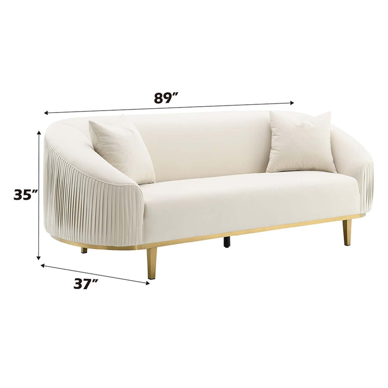 Martina 89" Sofa w/2 Pillows, Ivory Velvet Acme