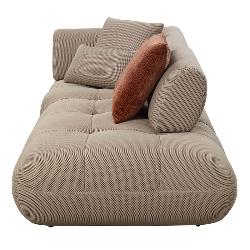 Carrick 121" Sectional Sofa w/6 Pillows, Beige Sandwich Mesh Fabric Acme
