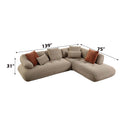Carrick 121" Sectional Sofa w/6 Pillows, Beige Sandwich Mesh Fabric Acme