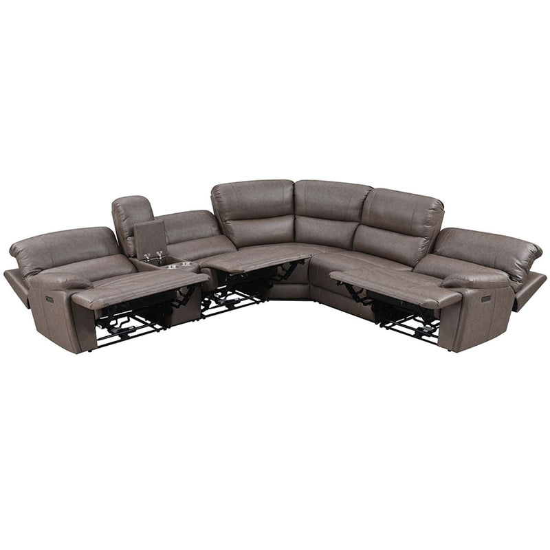 Kantu Motion 120" Sectional Sofa, Brown Faux Leather Acme