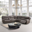Kantu Motion 120" Sectional Sofa, Brown Faux Leather Acme