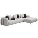 Manilla 145" Sectional Sofa w/8 Pillows, Ivory White Linen Acme