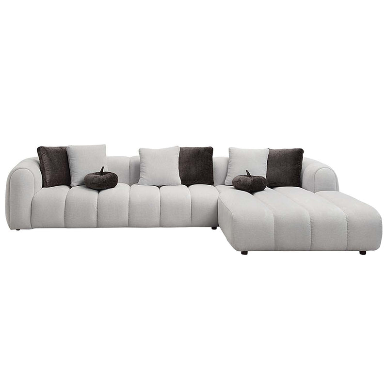 Manilla 145" Sectional Sofa w/8 Pillows, Ivory White Linen Acme
