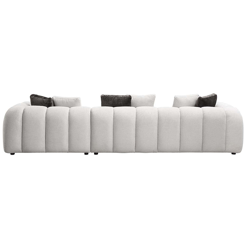 Manilla 145" Sectional Sofa w/8 Pillows, Ivory White Linen Acme
