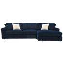 Breton 123" Sectional Sofa w/4 Pillows, Blue Corduroy Acme