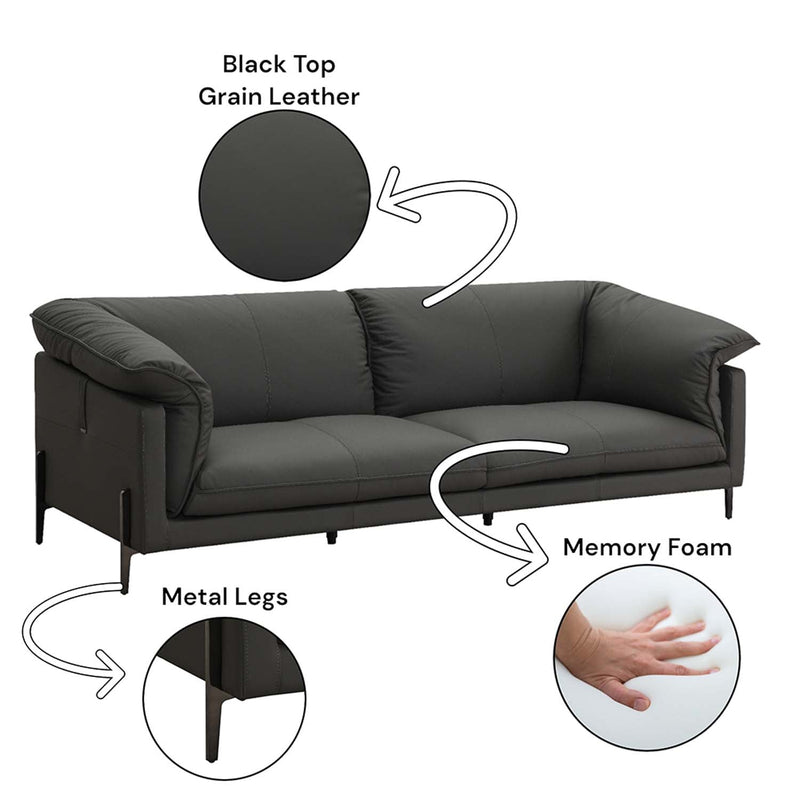 Tadi 97" Sofa, Black Top Grain Leather Acme