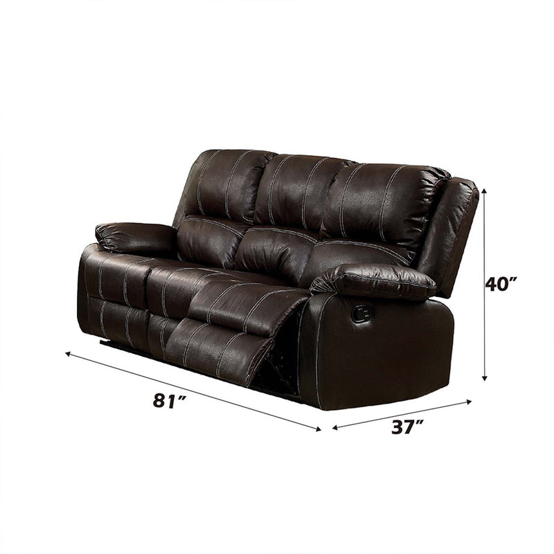 Zuriel 81" Motion Sofa, Brown Faux Leather