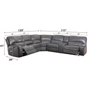 Saul Power Motion 133" Sectional Sofa, Gray Leather-Aire Acme