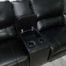 Saul Power Motion 133" Sectional Sofa, Black Leather-Aire Acme