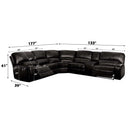 Saul Power Motion 133" Sectional Sofa, Black Leather-Aire Acme