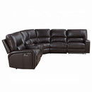 Saul Power Motion 133" Sectional Sofa, Espresso Leather-Aire Acme