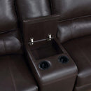 Saul Power Motion 133" Sectional Sofa, Espresso Leather-Aire Acme