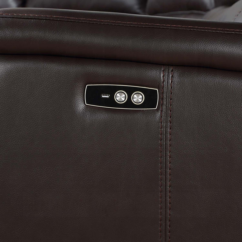 Saul Power Motion 133" Sectional Sofa, Espresso Leather-Aire Acme