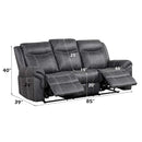 Zubaida 3-Seater Power 85" Motion Sofa, Dark Gray Polish Microfiber Acme