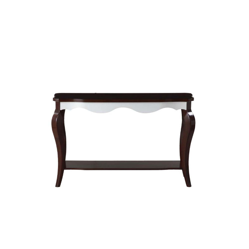 Mathias 48" Sofa Table, White & Walnut Finish Acme