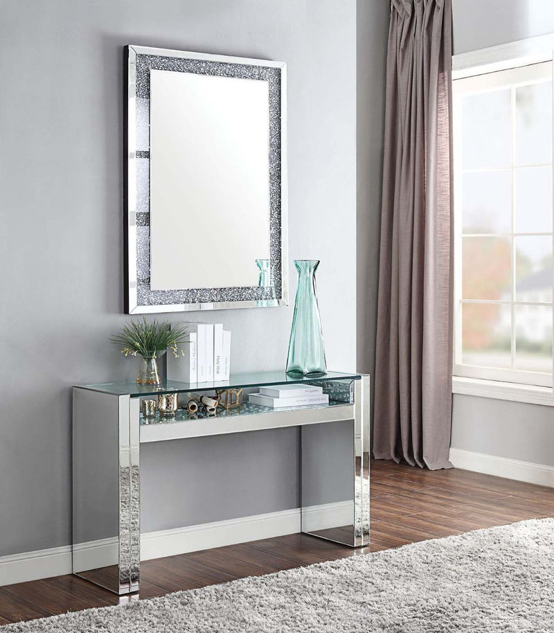 Nysa 48" Sofa Table, Mirrored & Faux Crystals Acme