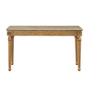 Daesha 57" Sofa Table, Marble Top & Antique Gold Finish Acme