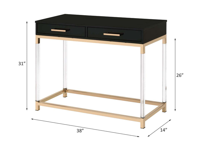 Adiel 38" Sofa Table, Black & Gold Finish Acme