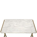 Boice II 44" Sofa Table, Faux Marble Top & Champagne Finish Acme