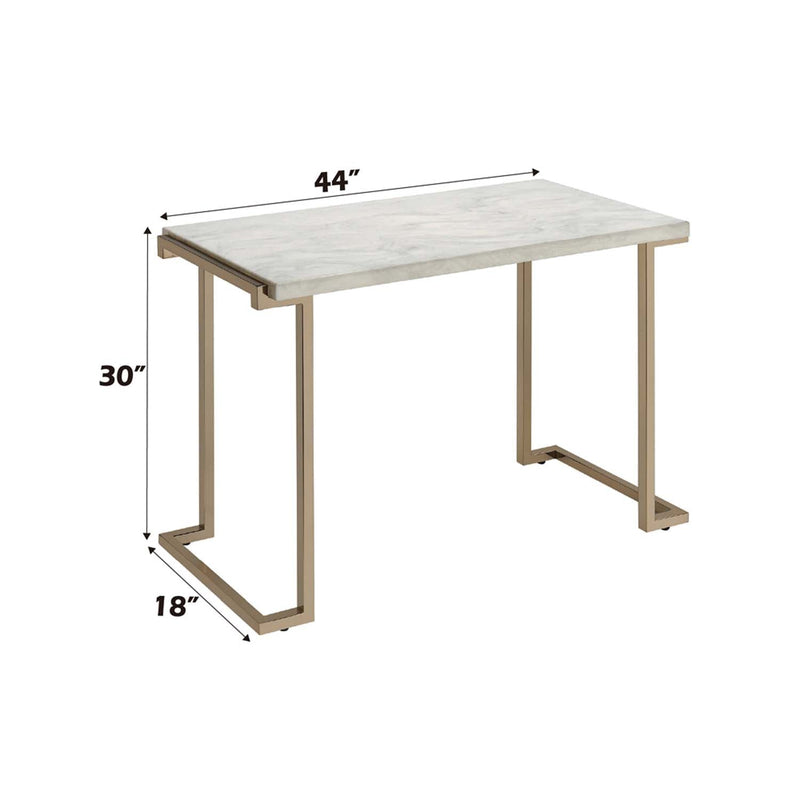 Boice II 44" Sofa Table, Faux Marble Top & Champagne Finish Acme