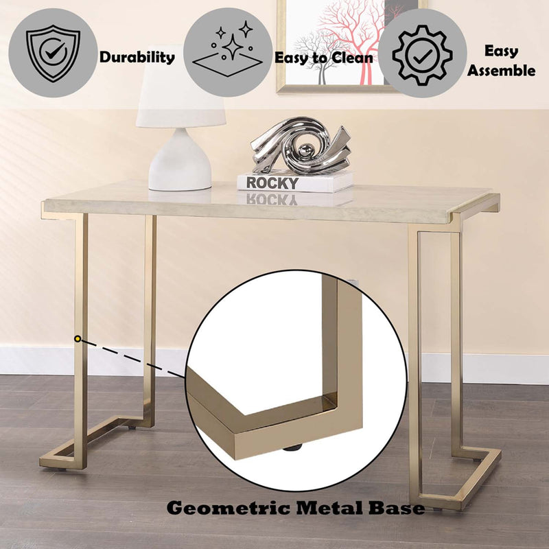 Boice II 44" Sofa Table, Faux Marble Top & Champagne Finish Acme