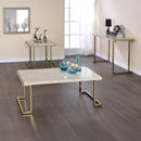 Boice II 44" Sofa Table, Faux Marble Top & Champagne Finish Acme