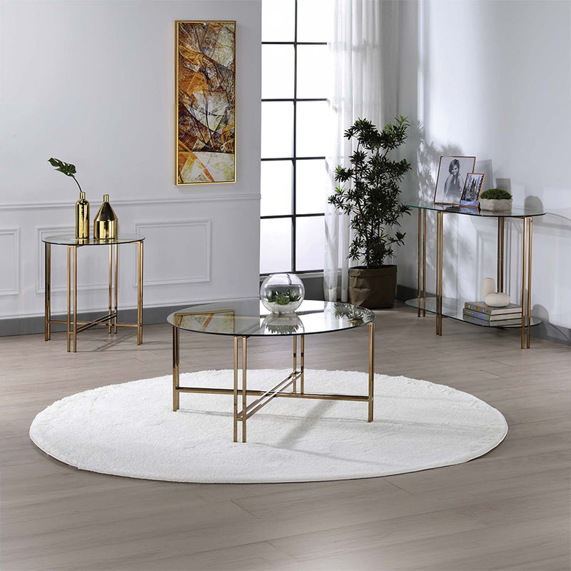 Veises 47" Sofa Table, Champagne Finish Acme