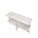 Brecon 48" Sofa Table, White Oak & Chrome Finish Acme