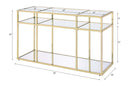 Uchenna 50" Sofa Table, Clear Glass & Gold Finish Acme