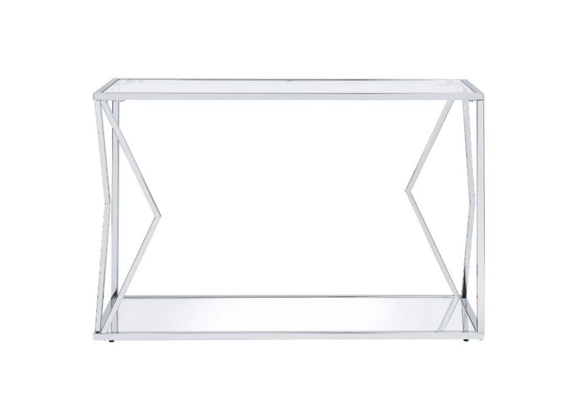 Virtue 43" Sofa Table, Clear Glass & Chrome Finish Acme