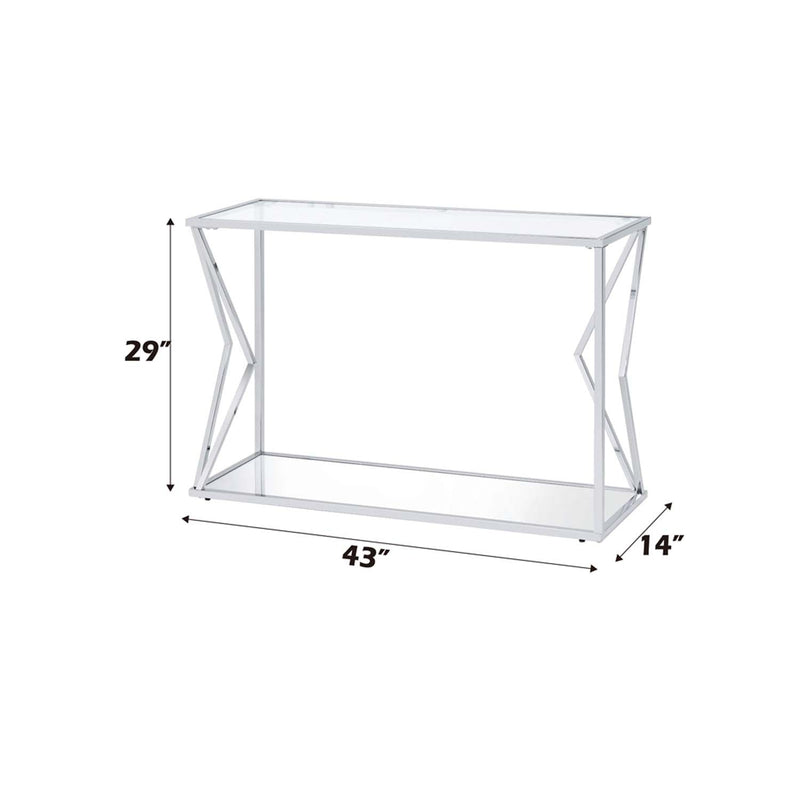 Virtue 43" Sofa Table, Clear Glass & Chrome Finish Acme