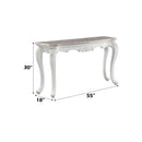 Ciddrenar 55" Sofa Table, Marble Top & White Finish Acme