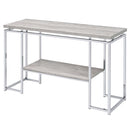 Chafik 47" Sofa Table, Natural Oak & Chrome Finish Acme