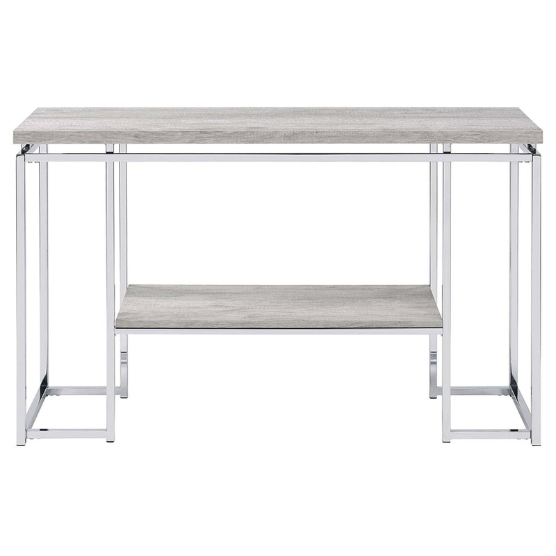 Chafik 47" Sofa Table, Natural Oak & Chrome Finish Acme