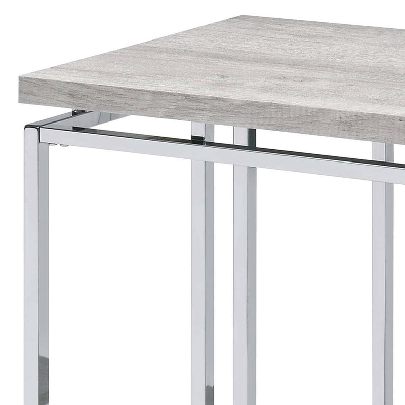 Chafik 47" Sofa Table, Natural Oak & Chrome Finish Acme