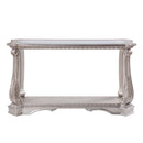 Northville 54" Sofa Table, Clear Glass & Antique Silver Finish Acme