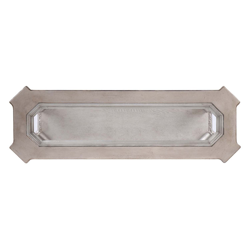 Northville 54" Sofa Table, Clear Glass & Antique Silver Finish Acme