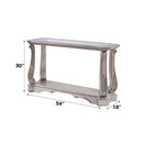 Northville 54" Sofa Table, Clear Glass & Antique Silver Finish Acme
