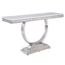 Zander 63" Sofa Table, White Printed Faux Marble Top & Mirrored Silver Finish Acme