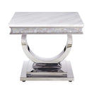 Zander 63" Sofa Table, White Printed Faux Marble Top & Mirrored Silver Finish Acme