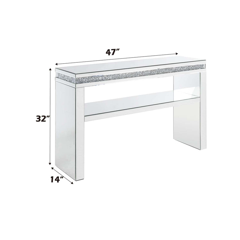 Noralie 47" Sofa Table, Mirrored & Faux Diamonds Acme