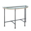 Brantley 47" Sofa Table, Clear Glass & Sandy Gray Finish Acme