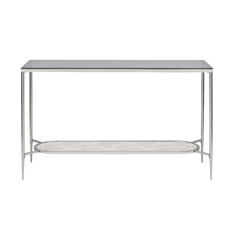 Adelrik 48" Sofa Table, Glass & Chrome Finish Acme