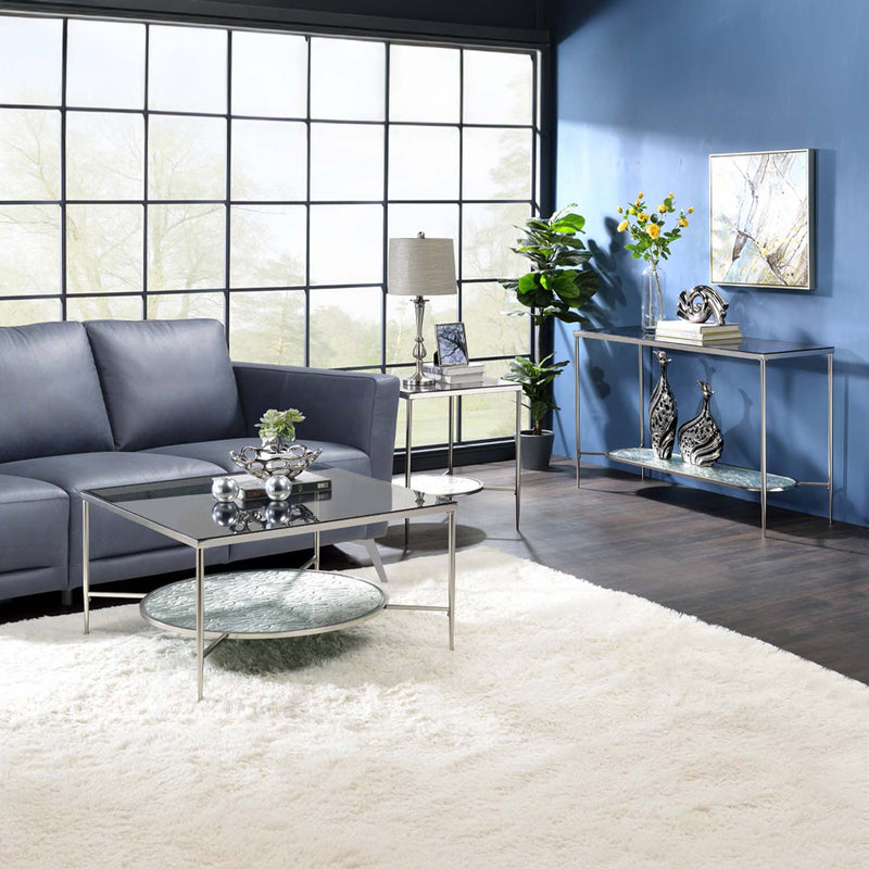 Adelrik 48" Sofa Table, Glass & Chrome Finish Acme