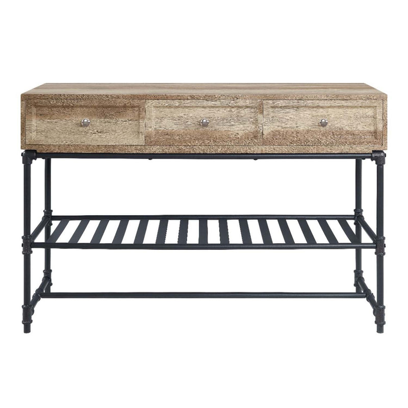 Brantley II 47" Sofa Table, Oak & Sandy Black Finish Acme
