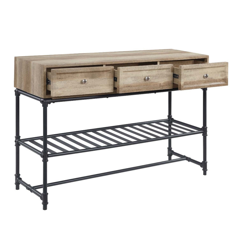 Brantley II 47" Sofa Table, Oak & Sandy Black Finish Acme