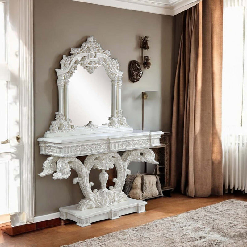 Vanaheim 71" Sofa Table, Antique White Finish Acme