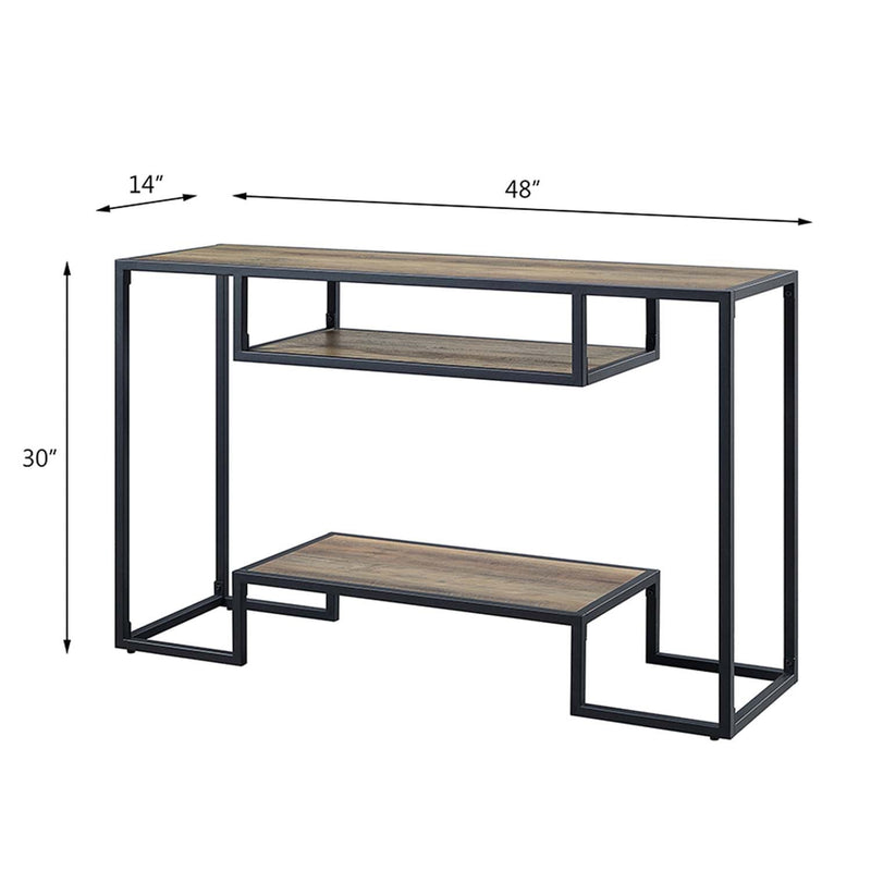 Idella 48" Sofa Table, Rustic Oak & Black Finish Acme
